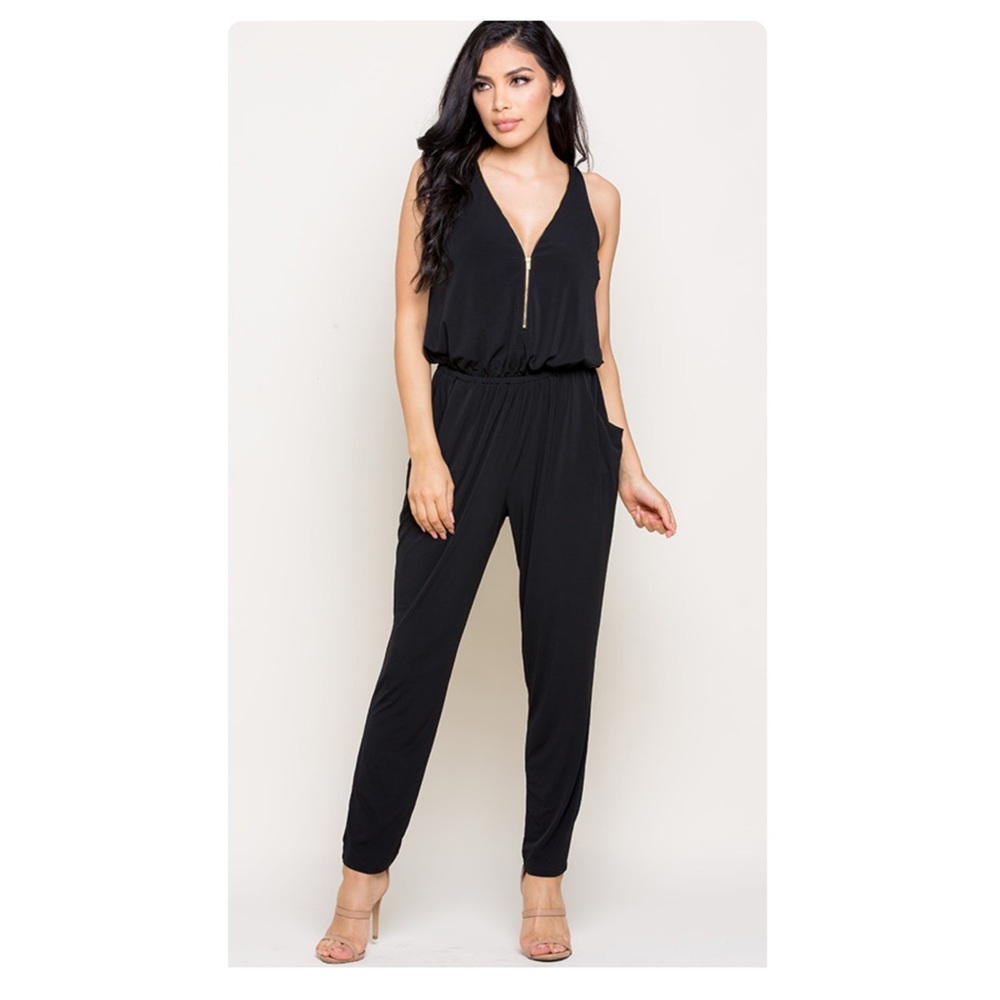 CARLI Zipper Front Jumpsuit in Black